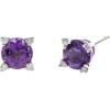 imageGin ampamp Grace 10K White Gold Genuine Amethyst and Natural Diamond I1 Earring for Women