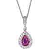 imageGin ampamp Grace 10K White Gold Mozambique Genuine Ruby Diamond Pendants with Chain for Women  Ethically Authentically ampamp Organically Sourced Pearcut shaped Ruby handcrafted Jewelry Gifts For Her Holiday Season Gifts