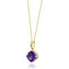 imageGin ampamp Grace 10K Yellow Gold Genuine Amethyst Cushion With Natural Diamond I1 Pendant for Women Holiday Gifts