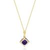 imageGin ampamp Grace 10K Yellow Gold Genuine Amethyst Cushion With Natural Diamond I1 Pendant for Women Holiday Gifts