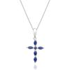 imageGin ampamp Grace 10K White Gold Cross Pendant Genuine Blue Sapphire Diamond I1I2 Pendant for Women