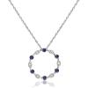 imageGin ampamp Grace 10K White Gold Genuine Blue Sapphire Round With Natural Diamond I1 Pendant for women