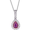 imageGin ampamp Grace 10K White Gold Mozambique Genuine Ruby Diamond Pendants with Chain for Women  Ethically Authentically ampamp Organically Sourced Pearcut shaped Ruby handcrafted Jewelry Gifts For Her Holiday Season Gifts