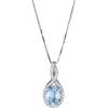 imageGin ampamp Grace 10K White Gold Natural Diamond I1I2 ampamp Genuine Aquamarine Pendant Necklace with Gold Chain for Women Mothers Day Jewelry Gifts