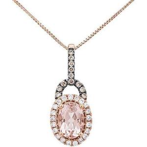 imageGin ampamp Grace 10K Rose Gold Natural Diamond I1 ampamp Genuine Morganite Pendant Necklace with Gold Chain for Women Jewelry Gifts