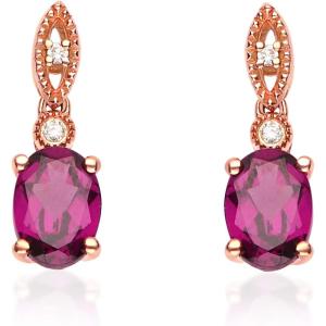 imageGin ampamp Grace 10K Rose Gold Purplish Pink Natural Garnet Diamond I1 Stud Earring for Women Holiday Gifts Jewelry Gifts