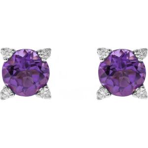 imageGin ampamp Grace 10K White Gold Genuine Amethyst and Natural Diamond I1 Earring for Women