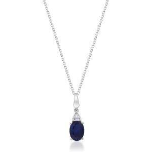 imageGin ampamp Grace 10K White Gold Genuine Blue Sapphire Oval With Natural Diamond I1 Pendant for women