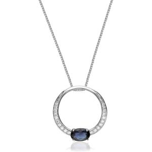imageGin ampamp Grace 10K White Gold Genuine Blue Sapphire Pendant With Diamonds For Women