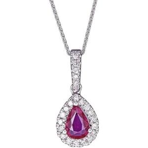 imageGin ampamp Grace 10K White Gold Mozambique Genuine Ruby Diamond Pendants with Chain for Women  Ethically Authentically ampamp Organically Sourced Pearcut shaped Ruby handcrafted Jewelry Gifts For Her Holiday Season Gifts