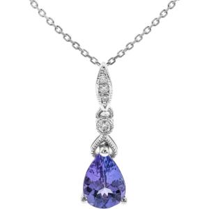 imageGin ampamp Grace 10K White Gold Natural Blue Sapphire With Diamond I1 Pendant Necklace with Gold Chain for Women Jewelry Gifts