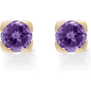 imageGin ampamp Grace 10K Yellow Gold Genuine Amethyst Stud Earring for Women Holiday Gifts Valentines Day Gift for her