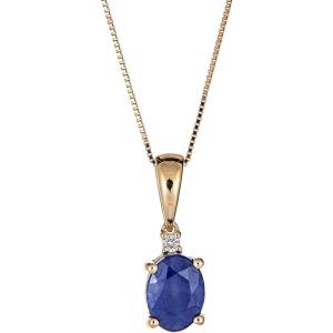 imageGin ampamp Grace 10K Yellow Gold Genuine Blue Sapphire Diamond SI1 Pendant for Women
