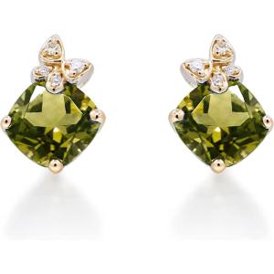 imageGin ampamp Grace 10K Yellow Gold Genuine Peridot and Natural Diamond I1 Earring for Women
