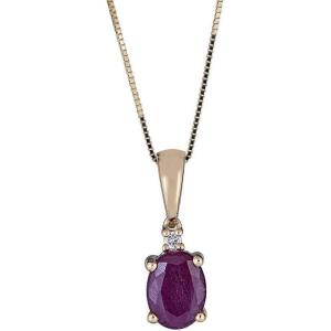 imageGin ampamp Grace 10K Yellow Gold Genuine Ruby ampamp Natural Diamond I1I2 Pendant for Women