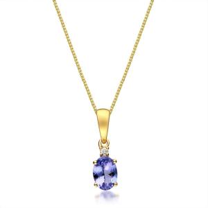 imageGin ampamp Grace 10K Yellow Gold Genuine Tanzanite Diamond I1I2 Pendant for Women