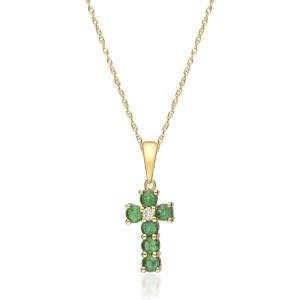 imageGin ampamp Grace 10K Yellow Gold Natural Zambian Emerald Pendant with natural Diamonds for Women Holiday Gifts  Ethically Authentically ampamp Organically Sourced Roundcut Emerald handcrafted Jewelry Gifts For Her Holiday Season Gifts