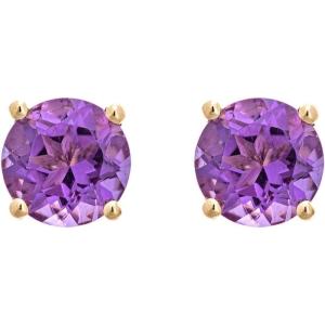 imageGin ampamp Grace 10K Yellow Gold Stud Earring with Genuine Amethyst Daily Work Wear Jewelry for Women Holiday Gifts Gifts for Her