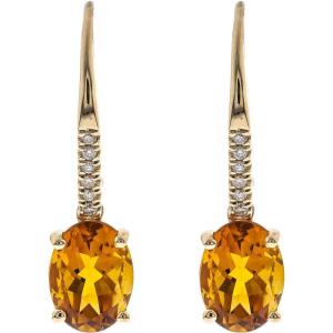 imageGin ampamp Grace 14K Yellow Gold Citrine Diamond I1I2 LeverBack Earring for Women Holiday Gifts Jewelry Gifts