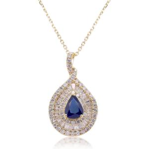 imageGin ampamp Grace 14K Yellow Gold Genuine Blue sapphire and Diamond I1 Pendant for Women Metal Sapphire