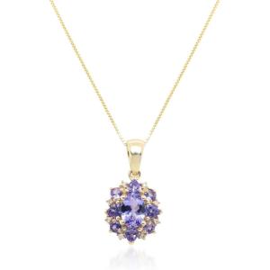 imageGin ampamp Grace 14K Yellow Gold Natural Tanzanite and Natural Diamond I1 Pendant for Women