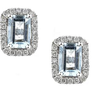 imageGin ampamp Grace 14k White Gold Genuine Aquamarine Diamond SI1 Stud Earring for Women