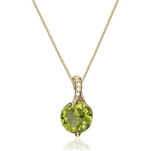 imageGin ampamp Grace 14k Yellow Gold Genuine Peridot Diamond SI1 Pendant for Women