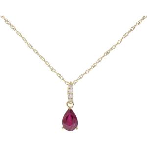 imageGin ampamp Grace Womens 10K Yellow Gold Mozambique Genuine Ruby Pendant with Diamonds PearCut Shaped Ruby QA0269PBY