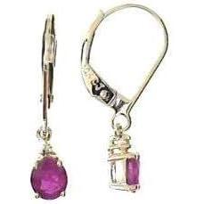 imageGin ampamp Grace 10K Yellow Gold Natural Diamond I1I2 ampamp Genuine Ruby Earring for Women