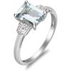 imageGin ampamp Grace 10K White Gold Genuine Blue Aquamarine Ring with Diamonds for women  Ethically authentically ampamp organically sourced Emeraldcut shaped Aquamarine handcrafted jewelry for her  Aquamarine Ring for women