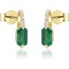 imageGin ampamp Grace 10K Yellow Gold Natural Zambian Emerald Earrings with Natural Diamonds for Women Holiday Gifts  Ethically Authentically ampamp Organically Sourced Emeraldcut Emerald handcrafted jewelry for her