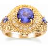 imageGin ampamp Grace 14K Yellow Gold Genuine Tanzanite Ring with Diamonds for women  Ethically authentically ampamp organically sourced Roundcut shaped Tanzanite handcrafted jewelry for her  Tanzanite Ring for women