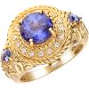imageGin ampamp Grace 14K Yellow Gold Genuine Tanzanite Ring with Diamonds for women  Ethically authentically ampamp organically sourced Roundcut shaped Tanzanite handcrafted jewelry for her  Tanzanite Ring for women