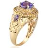 imageGin ampamp Grace 14K Yellow Gold Genuine Tanzanite Ring with Diamonds for women  Ethically authentically ampamp organically sourced Roundcut shaped Tanzanite handcrafted jewelry for her  Tanzanite Ring for women
