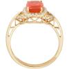 imageGin ampamp Grace 14K Yellow Gold Natural Mexican Fire Opal Ring with Diamonds for women  Ethically authentically ampamp organically sourced Cushioncut shaped opal handcrafted jewelry for her