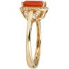 imageGin ampamp Grace 14K Yellow Gold Natural Mexican Fire Opal Ring with Diamonds for women  Ethically authentically ampamp organically sourced Cushioncut shaped opal handcrafted jewelry for her