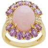 imageGin ampamp Grace 14K Yellow Gold Natural Pink Opal Ring with Diamonds for women  Ethically authentically ampamp organically sourced Ovalcut shaped opal handcrafted jewelry for her  Opal Ring for women