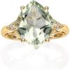 imageGin ampamp Grace 10K Yellow Gold Real Diamond Ring I1 with Genuine Green Amethyst Daily Work Wear Jewelry for Women Gifts for Her