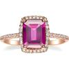 imageGin ampamp Grace 14K Rose Gold Purplish Pink Natural Garnet Diamond I1 Wedding Statement Ring for Women