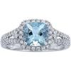 imageGin and Grace 14K White Gold Halo Wedding Genuine Aquamarine Ring with Diamonds for women  Ethically authentically ampamp organically sourced Cushioncut shaped Aquamarine handcrafted jewelry for her  Aquamarine Ring for women