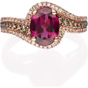imageGin ampamp Grace 10K Rose Gold Purplish Pink Natural Garnet Diamond Ring I1 with Daily Work Wear Jewelry for Women Gifts for Her