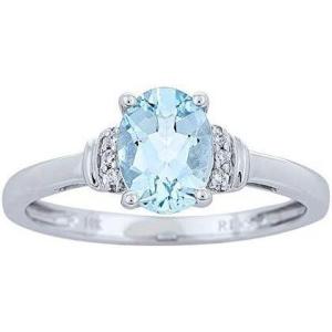 imageGin ampamp Grace 10K White Gold Genuine Aquamarine Ring with Diamonds for women  Ethically authentically ampamp organically sourced Ovalcut shaped Aquamarine handcrafted jewelry for her  Aquamarine Ring for women