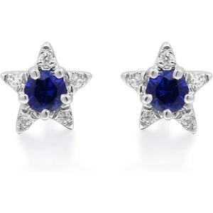 imageGin ampamp Grace 10K White Gold Genuine Blue Sapphire and Natural Diamond I1 Earring for Women