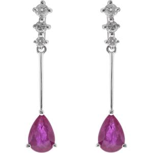 imageGin ampamp Grace 10K White Gold Genuine Ruby and Natural Diamond I1 Earring for Women