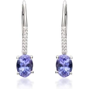 imageGin ampamp Grace 10K White Gold Natural Diamond I1I2 ampamp Genuine Tanzanite Drop Earrings for Women