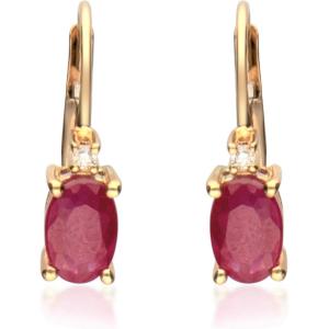 imageGin ampamp Grace 10K Yellow Gold Genuine Ruby Diamond I1I2 Earring for Women
