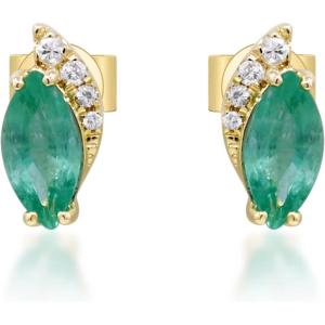 imageGin ampamp Grace 10K Yellow Gold Natural Zambian Emerald Earrings with Natural Diamonds for Women Holiday Gifts  Ethically Authentically ampamp Organically Sourced Marquisecut Emerald handcrafted jewelry for her