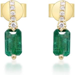 imageGin ampamp Grace 10K Yellow Gold Natural Zambian Emerald Earrings with Natural Diamonds for Women Holiday Gifts  Ethically Authentically ampamp Organically Sourced Emeraldcut Emerald handcrafted jewelry for her