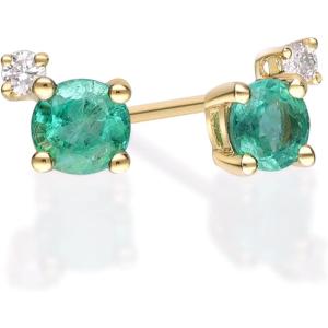 imageGin ampamp Grace 10K Yellow Gold Natural Zambian Emerald Earrings with Natural Diamonds for Women Holiday Gifts  Ethically Authentically ampamp Organically Sourced Roundcut Emerald handcrafted jewelry for her