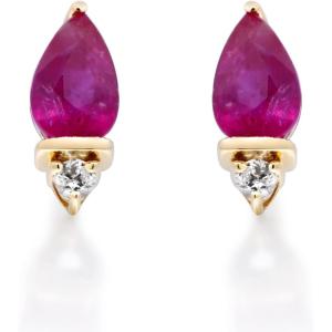 imageGin ampamp Grace 10K Yellow Gold With Natural Ruby ampampNatural Diamond I1 Stud Earring for Women
